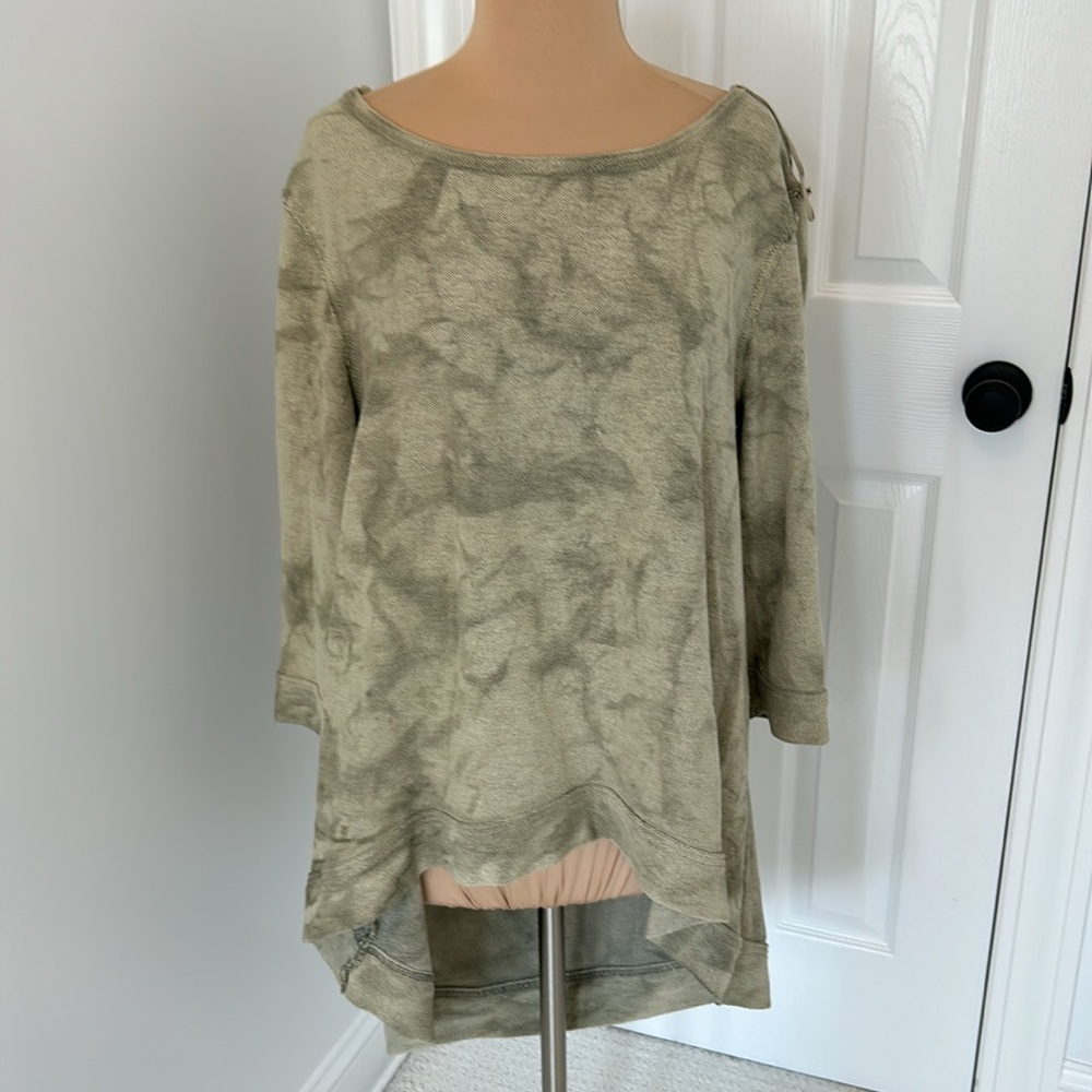 Free People Cloudy Day Tie Dye Open Back Thermal Top